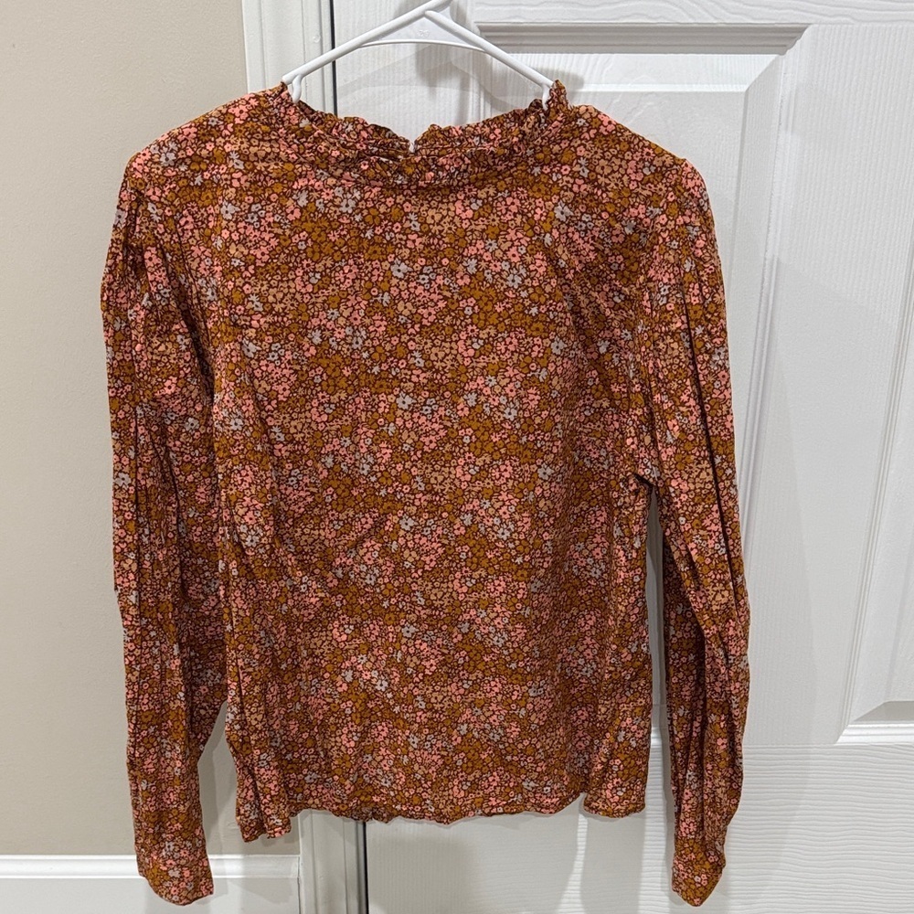 Universal Thread Floral Long Sleeve Top - Brown and Pink